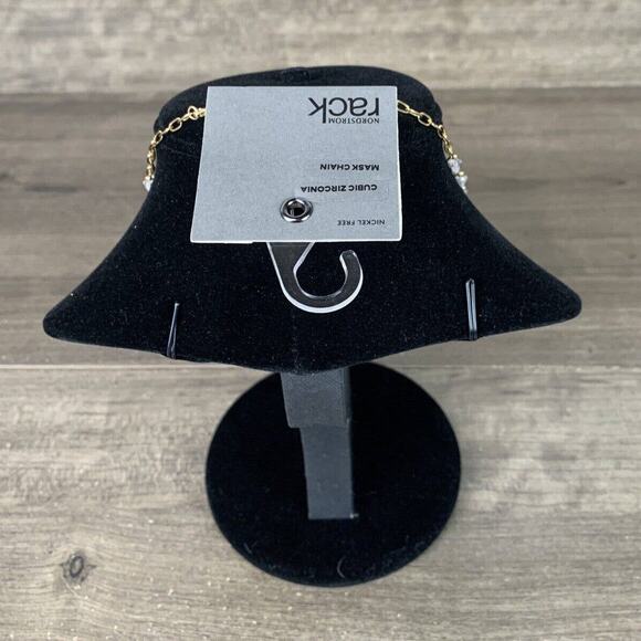 Nordstron Rack Necklace Gold Tone Cubic Zirconia Mask Chain Rhinestone - Picture 3 of 8